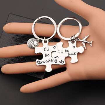 Lywjyb Birdgot Puzzle Keychain Couples Set Long Distance Relationships Gifts For Couples Love Friendship Gift (Silver)