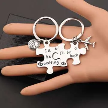 Lywjyb Birdgot Puzzle Keychain Couples Set Long Distance Relationships Gifts For Couples Love Friendship Gift (Silver)