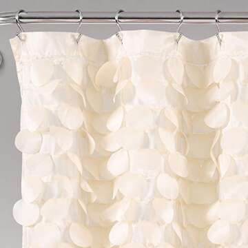 Lush Decor Lillian Shower Curtain | Textured Shimmer Circle Design Bathroom, 72” x 72”, Beige