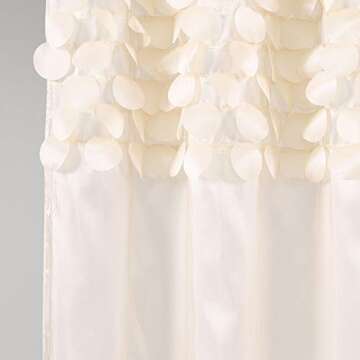 Lush Decor Lillian Shower Curtain | Textured Shimmer Circle Design Bathroom, 72” x 72”, Beige