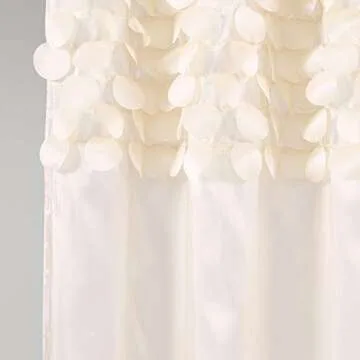 Lush Decor Lillian Shower Curtain | Textured Shimmer Circle Design Bathroom, 72” x 72”, Beige