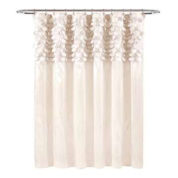 Lush Decor Lillian Shower Curtain | Textured Shimmer Circle Design Bathroom, 72” x 72”, Beige