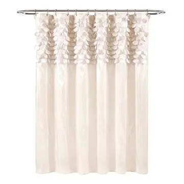 Lush Decor Lillian Shower Curtain | Textured Shimmer Circle Design Bathroom, 72” x 72”, Beige