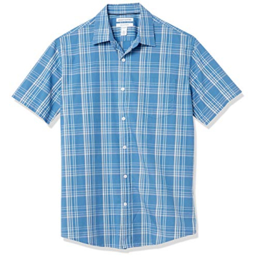 Stylish Aqua Blue Checked Short Sleeve Poplin Shirt for Men