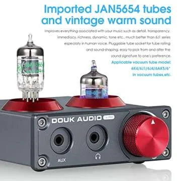 Douk Audio T4 PRO Vacuum Tube Phono Preamp, MM Turntable Preamplifier, GE5654 Hi-Fi Headphone Amp for Home Theater/Record Player/Stereo Amplifier/Active Speaker