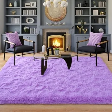 Rostyle Purple Fluffy 4x6 Rug for Cozy Living Spaces