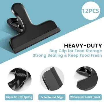 Buy 12 Pack Stainless Steel Chip Bag Clips - Safe & Durable