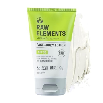 Raw Elements Face and Body Mineral Sunscreen SPF 30 Tube, Organic Sunblock Daily Protection, Non Tox...