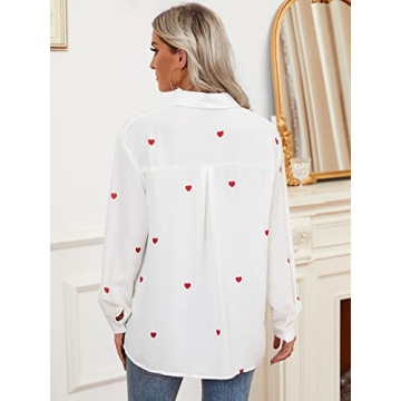 Stylish OYOANGLE Women's Heart Print Long Sleeve Shirt