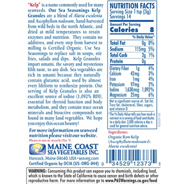 Kelp Granules Blend Organic Seaweed Seasoning 1.5 oz