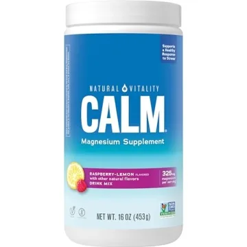 Natural Vitality CALM Magnesium Supplement - Stress Relief, Vegan, Non-GMO, Raspberry Lemon