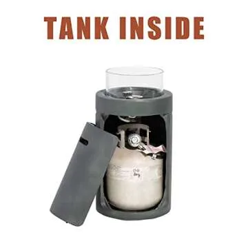 SUNBURY Outdoor Propane Burning Fire Bowl Column, Dark Green Patio Fire Pit Table 40,000 BTU w Lava Rocks, Glass Wind Guard, Waterproof Cover