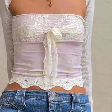 Women's Sexy Strapless Bandeau Top Casual Twist Tube Top Ruched Going Out Crop Tops Y2k Backless Shirt