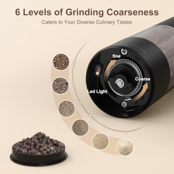 Ultrean Electric Salt and Pepper Grinder Set for Easy Flavoring
