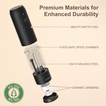 Ultrean Electric Salt and Pepper Grinder Set for Easy Flavoring