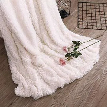 JOYFEEL Shag with Sherpa Reversible Warm Throw Blanket, Ultra Soft, Cozy Plush Luxury Fuzzy Longfur Blanket, Washable Couch Bed Fluffy Furry Throws Photo Props, 50x60-Pure White