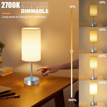 LED Rechargeable Small Cordless Table Lamp, Touch Control,Low Battery Reminder, 5000mAh Battery Powe...