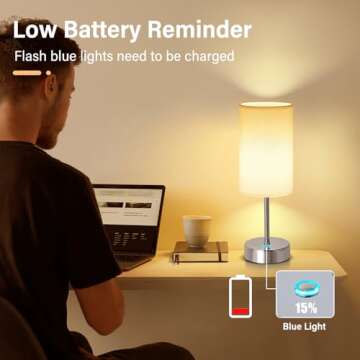 LED Rechargeable Small Cordless Table Lamp, Touch Control,Low Battery Reminder, 5000mAh Battery Powered, Portable Desk Lamp, Stepless Dimming Light for Bedroom, Restaurants, Offices, Cafe (Chrome)