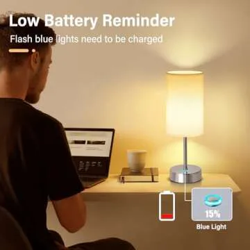 LED Rechargeable Small Cordless Table Lamp, Touch Control,Low Battery Reminder, 5000mAh Battery Powered, Portable Desk Lamp, Stepless Dimming Light for Bedroom, Restaurants, Offices, Cafe (Chrome)