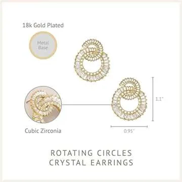 Elegant 18k Gold Plated Rotating Circles Earrings