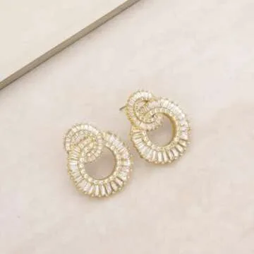 Elegant 18k Gold Plated Rotating Circles Earrings