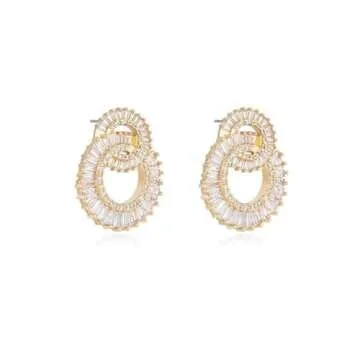 Elegant 18k Gold Plated Rotating Circles Earrings
