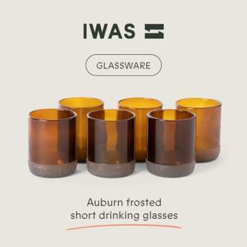 IWAS Upcycled Auburn Drinking Glasses | 250 ML | 8.45 OZ | Set of 6 | Sustainable Water Glasses | En...