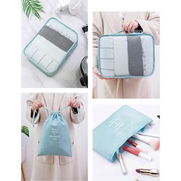 GuaziV 9 Set Packing Cubes,Travel Luggage Bags Packing Organizers Set with Hanging Toiletry Bag(Beige)