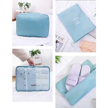 GuaziV 9 Set Packing Cubes,Travel Luggage Bags Packing Organizers Set with Hanging Toiletry Bag(Beige)