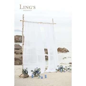 Ling's Moment Wrinkle-Free Wedding Backdrop Curtains with Silver Spark 2 Panels 5ft x 10ft White Chiffon Like Fabric Drapes for Wedding Arch Party Stage Decoration Canopy Bed Two Pages Curtains