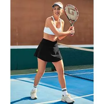 ED3SIZE Pleated Tennis Skirt with Pockets Golf Skorts for Woman Athletic Fall Skirts with Shorts Cross Waist