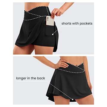 ED3SIZE Pleated Tennis Skirt with Pockets Golf Skorts for Woman Athletic Fall Skirts with Shorts Cross Waist