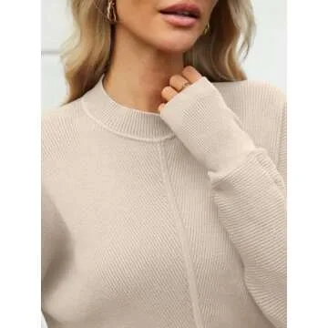 LILLUSORY Women's Oversized Mock Neck Sweaters Trendy Pullover 2025 Casual Outfits Knit Batwing Sleeve Winter Tops Cream S