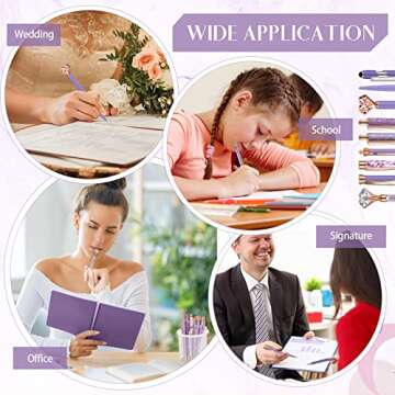 Janmini 9 Pcs Ballpoint Pens Set Metal Crystal Diamond Glitter Pens for Journaling Black Ink Pretty Cute Things Fancy Stationery Gifts for Women Girls Birthday Office Desk Galentines(Purple)