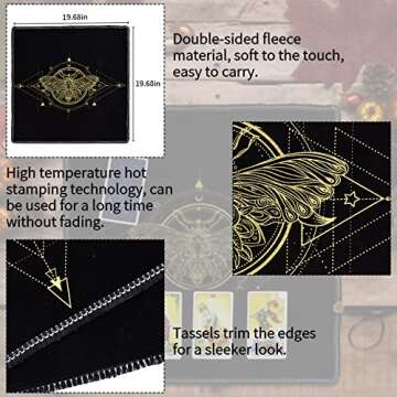 Knana 2Pcs Tarot Card Cloth - Velvet Tarot Cloth with Tarot Card Holder Bag, Golden Bee Pattern Alta...