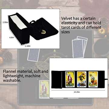 Knana 2Pcs Tarot Card Cloth - Velvet Tarot Cloth with Tarot Card Holder Bag, Golden Bee Pattern Altar Tarot Cloth 19.68 by 19.68 inches - Black