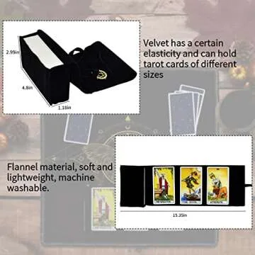 Knana 2Pcs Tarot Card Cloth - Velvet Tarot Cloth with Tarot Card Holder Bag, Golden Bee Pattern Altar Tarot Cloth 19.68 by 19.68 inches - Black