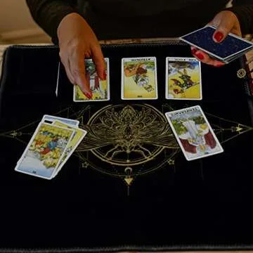 Knana 2Pcs Tarot Card Cloth - Velvet Tarot Cloth with Tarot Card Holder Bag, Golden Bee Pattern Altar Tarot Cloth 19.68 by 19.68 inches - Black