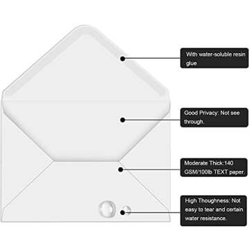 A7 Envelopes - 100 Pack White Envelopes 5x7 V Flap for All Occasions including Wedding Invitations, ...