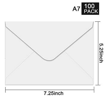 A7 Envelopes 100 Pack - High Quality White Envelopes