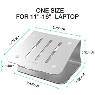 Bestand Laptop Stand, Aluminum Notebook Holder Riser Heat-Vent for MacBook Air/Pro, Dell, HP, Lenovo...
