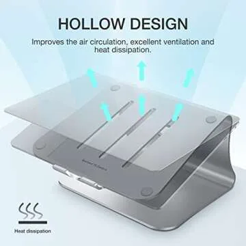 Bestand Laptop Stand, Aluminum Notebook Holder Riser Heat-Vent for MacBook Air/Pro, Dell, HP, Lenovo, Microsoft Surface, Samsung 11-16 inches Notebook (Space Silver)