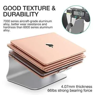 Bestand Laptop Stand, Aluminum Notebook Holder Riser Heat-Vent for MacBook Air/Pro, Dell, HP, Lenovo, Microsoft Surface, Samsung 11-16 inches Notebook (Space Silver)