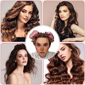 YOUSHEME 4PCS New Satin Heatless Hair Curler, Hair Rollers for No Heat Curls with Hair Caps for All ...