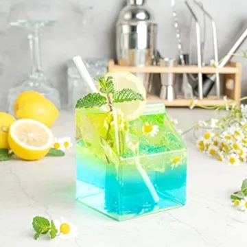 Charming 12 Ounce Glass Milk Carton for Drinks