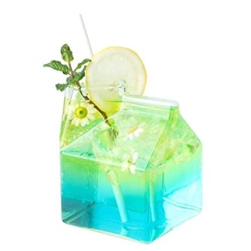 Charming 12 Ounce Glass Milk Carton for Drinks