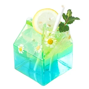 Charming 12 Ounce Glass Milk Carton for Drinks