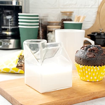 Charming 12 Ounce Glass Milk Carton for Drinks