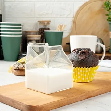 Charming 12 Ounce Glass Milk Carton for Drinks