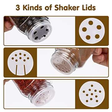 CUCUMI 25pcs Spice Jars with Labels 4oz Glass Spice Bottles with Bamboo Lids, Silicone Collapsible Funnel, Test Tube Brush and Chalk Marker, Seasoning Containers for Spice Rack, Cabinet and Drawer